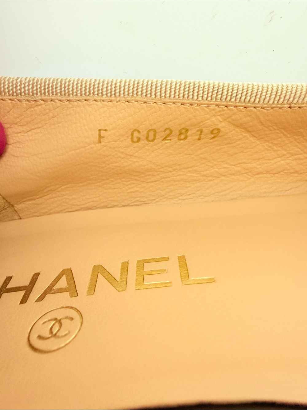 CHANEL Beige Black Cap Toe CC Logo Ballet Flats Lambskin Leather Shoes EU 38 - Picture 6 of 10